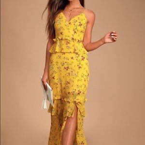 Lulus Sunshine Bouquet Yellow Floral Print Maxi